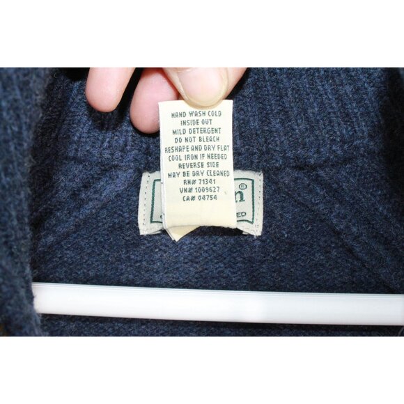 LL Bean Rangeley Merino Wool Pullover Sweater Quarter Zip Navy Size L - Picture 6 of 11